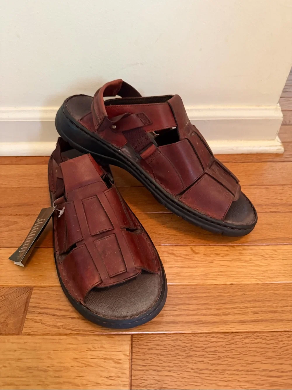 Nunn Bush Sandals Mens Size 13 Brown Leather Fisherman Walking Shoes New